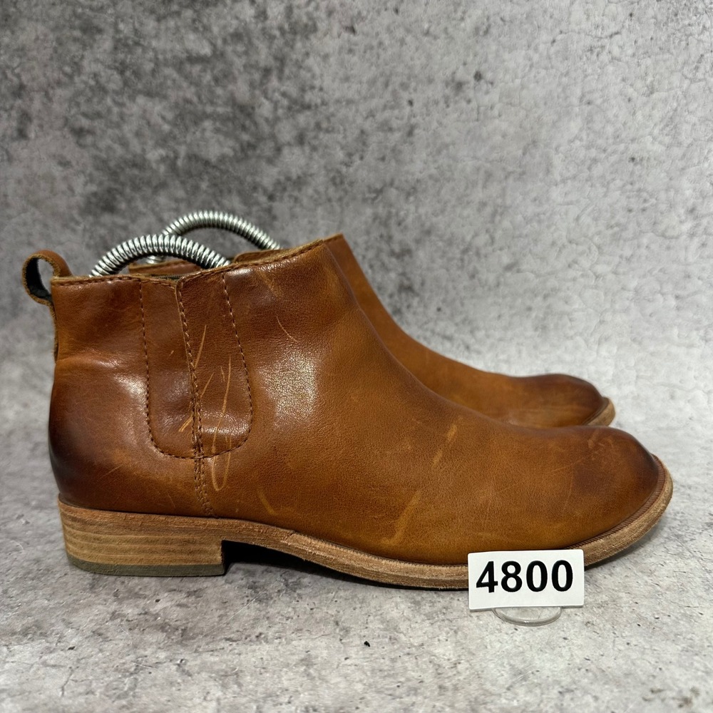 Kork-Ease Velma Ankle Boots Women 7.5 Brown Leather Distressed Chelsea Bootie